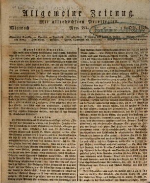 Allgemeine Zeitung. 1823, Nro. 274 - 365 = 10 - 12