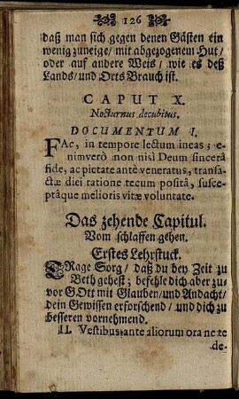 Caput X. Nocturnus decubitus. = Das zehende Capitul. Vom schlaffen gehen.