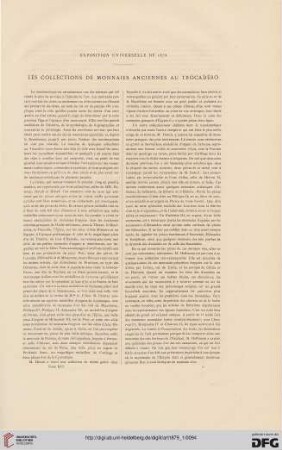 5: Exposition universelle de 1878 : les collections de monnaies anciennes au Trocadéro