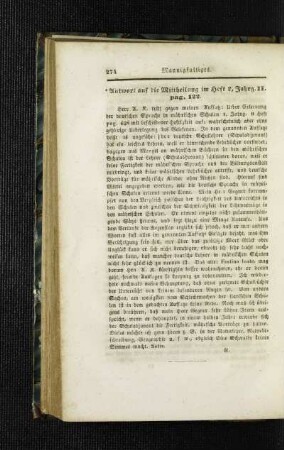Antwort auf die Mittheilung im Heft 2, Jahrg. II, pag. 122
