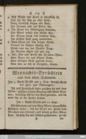 Weyhnachts-Sprüchlein aus dem alten Testament.