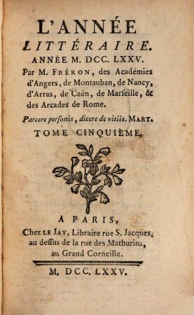 L' année littéraire. 1775,5