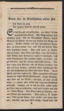 Etwas über die Schriftstellerei unserer Zeit