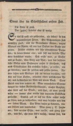 Etwas über die Schriftstellerei unserer Zeit