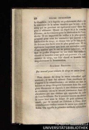 Sixième Section. Du travail pour réduire le sirop en sucre brut