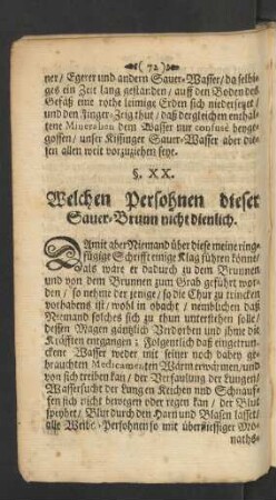 §. XX. Welchen Persohnen dieser Sauer-Brunn nicht dienlich.