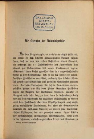 Geschichte der nordamerikanischen Literatur, 1