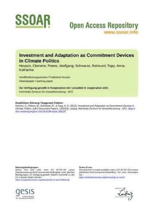 Investment and Adaptation as Commitment Devices in Climate Politics