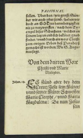 Von dem dritten Wort Christi und Marie Mitleyden.