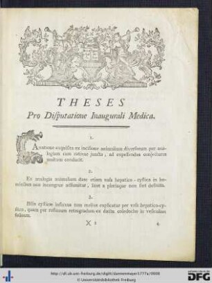 Theses Pro Disputatione Inaugurali Medica 1 - 30.
