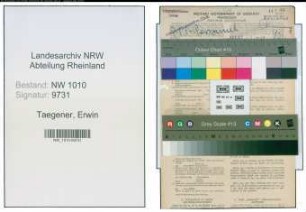Entnazifizierung Erwin Taegener , geb. 05.08.1913 (Postangestellter)