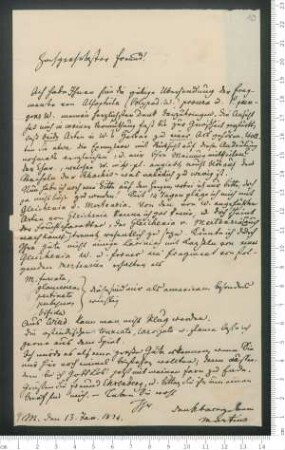 Brief von Carl Friedrich Philipp von Martius an Adelbert von Chamisso