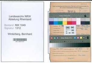 Entnazifizierung Bernhard Winterberg , geb. 01.05.1898 (Kaufmaennischer Angestellter)