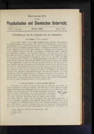 Schülerübungen aus der Mechanik und der Wärmelehre.