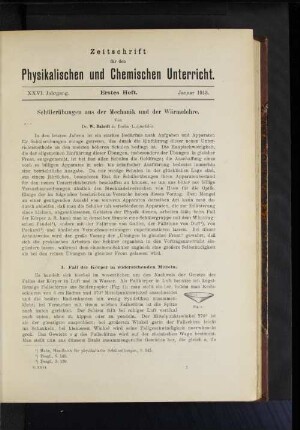 Schülerübungen aus der Mechanik und der Wärmelehre.