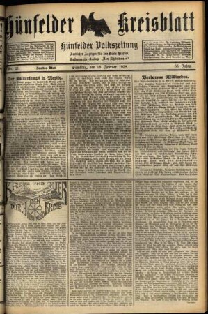 Zweite Ausgabe vom Samstag, den 18. Februar 1928.