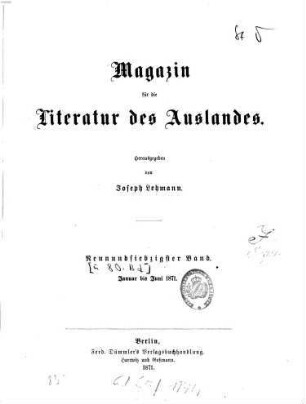 Magazin für die Literatur des Auslandes. 79/80. 1871