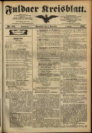 Zweite Ausgabe vom Samstag, den 04. September 1909.