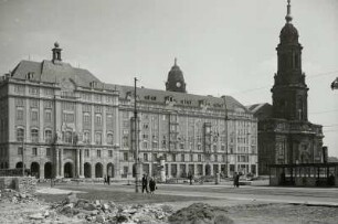 Wohn- und Geschäftshaus am Altmarkt : Dresden, Altmarkt, Ostseite mit "Haus Altmarkt" sowie Wohn- und Geschäftshäusern und Kreuzkirche.