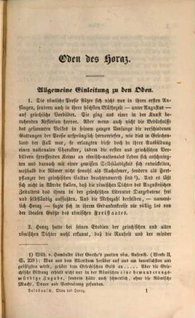 Zur Erklärung des Horaz : Einleitungen in die einzelnen Gedichte nebst erklärendem Register der Eigennamen, 1. Oden und Epoden