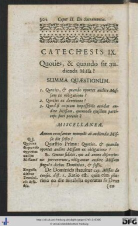 Catechesis IX. Quoties, et quando sit audienda Missa?