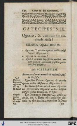 Catechesis IX. Quoties, et quando sit audienda Missa?
