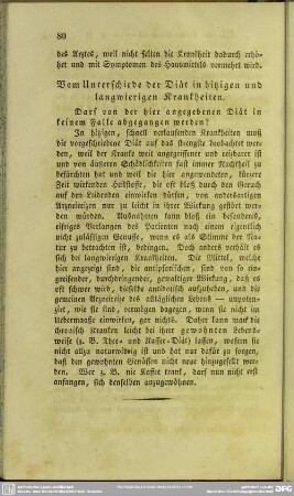Vom Unterschiede der Diät in hitzigen und langwierigen Krankheiten