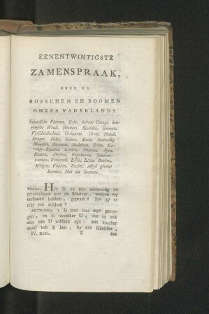 Eenentwintigste Zamenspraak, over de Bosschen en Boomen onzes Vaderlands.