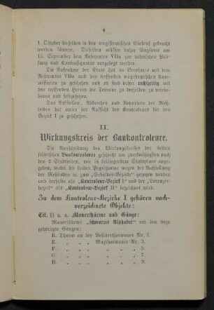 II. Wirkungskreis der Baukontroleure.