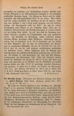 97-98 [Rezension] Bastgen, Hubert, Die Römische Frage