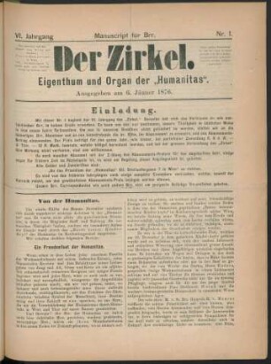 Nr. 1. Ausgegeben am 6. Jänner 1876.