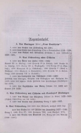 I. Regententafel.