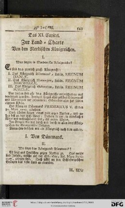 Das XI. Capitel: Zur Land = Charte von den Nordischen Königreichen