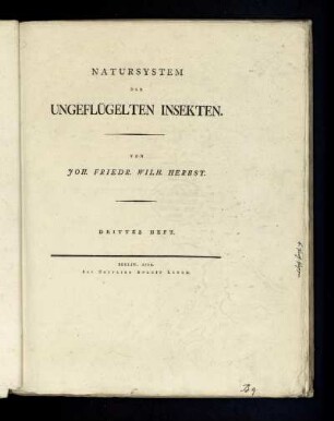 H. 3: Fortsetzung der Naturgeschichte Insectengattung Opilio