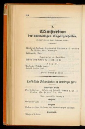 Kurfürstliche Gesandtschaften an auswärtigen Höfen.
