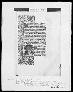 Liber horarum — Initiale D (omine labia) mit dem ungläubigen Thomas, Folio 67recto