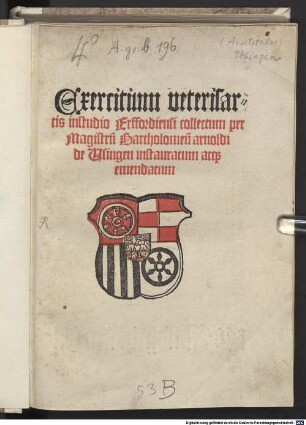 Exercitium veteris artis in studio Erfordiensi collectum