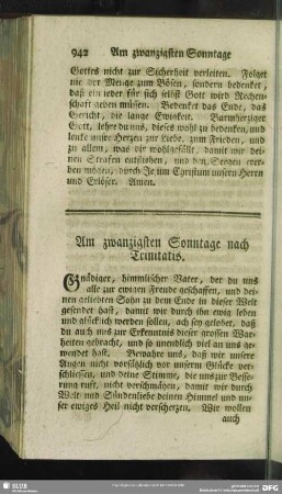 Am zwanzigsten Sonntage nach Trinitatis