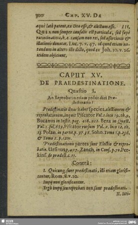 Caput XV. De Praedestinatione