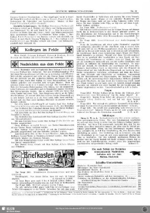 Nachrichten aus dem Felde