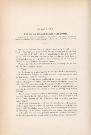 Bijlage XXXI. Brief van den Luitenant-Generaal J. van Swieten, ...