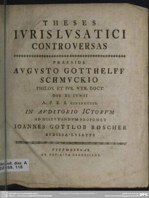 Theses Iuris Lusatici Controversas