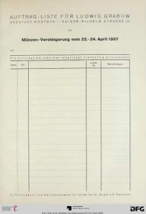 Auftrag-Liste für Ludwig Grabow