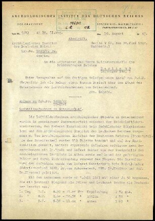 Brief (Abschrift); Martin Schede an die Adjutantur des Reichsmarschalls
