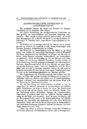 Kunstgewerblicher Unterricht in Lehrwerkstätten