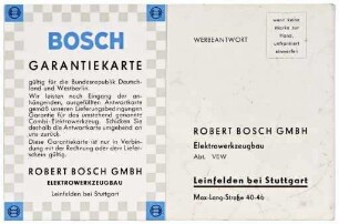 Bosch Garantiekarte, Combi-Elektrowerkzeug (Garantieschein)