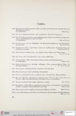 Varia (Nr. 1458 - 1526)