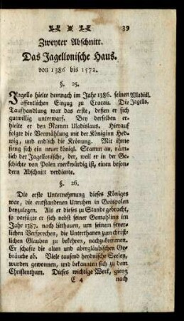 Zweyter Abschnitt. Das Jagellonische Haus. von 1386 bis 1572