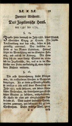 Zweyter Abschnitt. Das Jagellonische Haus. von 1386 bis 1572