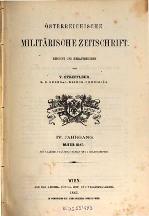 Österreichische militärische Zeitschrift. 1863, 3 = Jg. 4